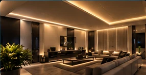 Photorealistic illustration of smart lighting solutions
